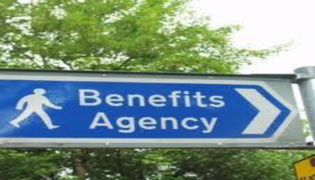 Photograph of a ‘Benefits Agency’ road sign (uncaptioned in the print edition)