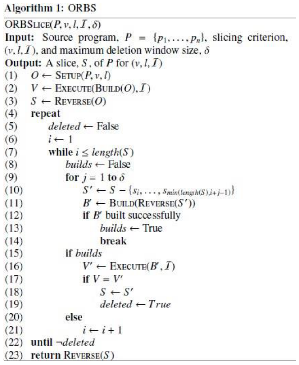Figure 5 ORBS Algorithms (Binkley et al., 2014)