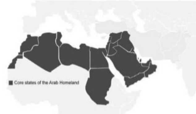 Figure 1: Common Arab delineation of the Arab Homeland (Culcasi, 2012: 1102)