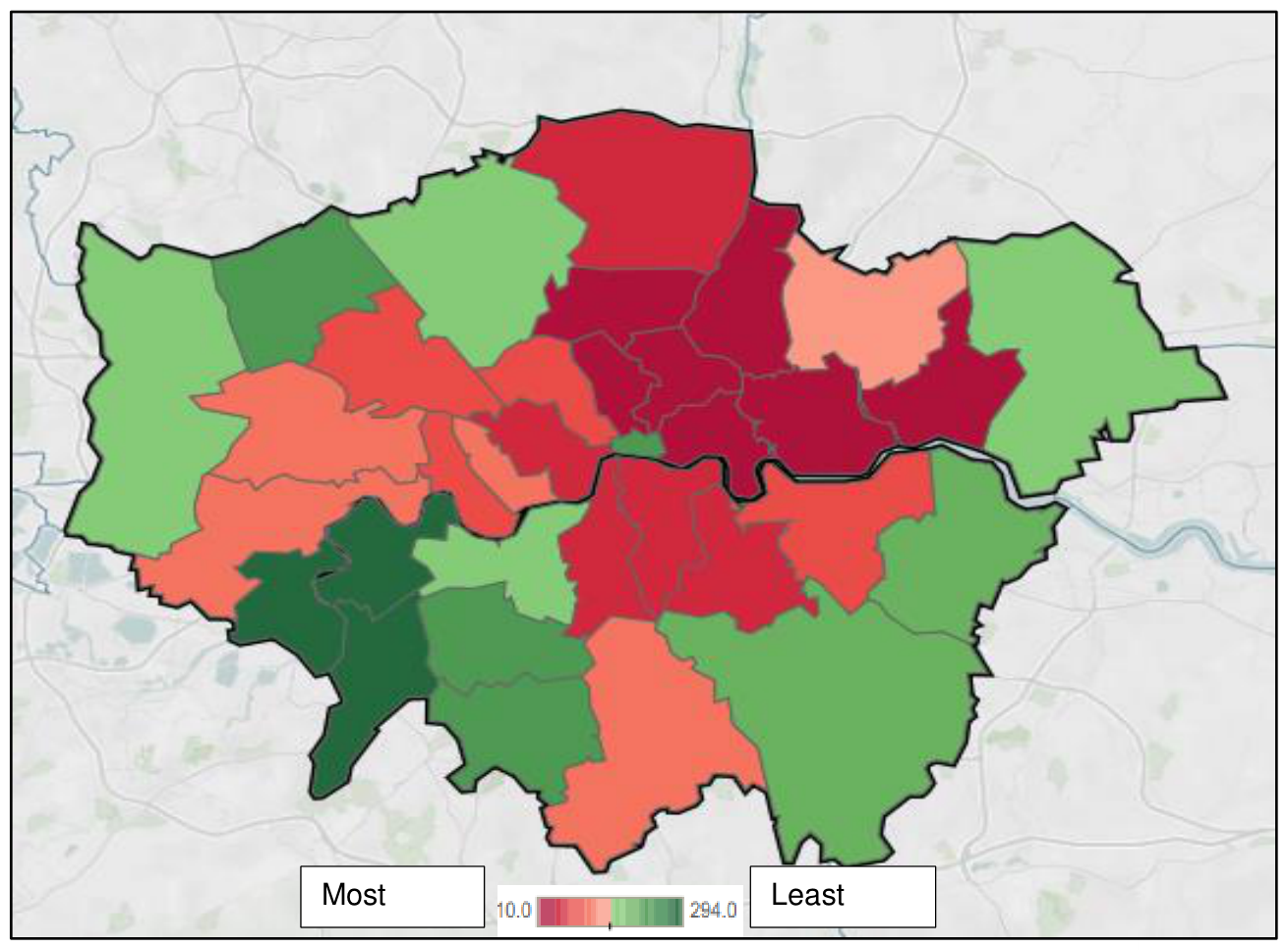 Figure 2: 2018 Indices of Multiple Deprivation in London (LC, 2018)